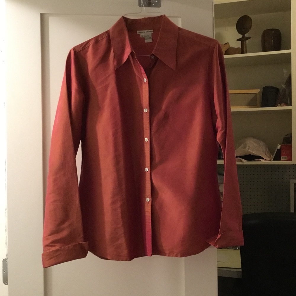 A Debra DeRoo 100% silk Button down shirt